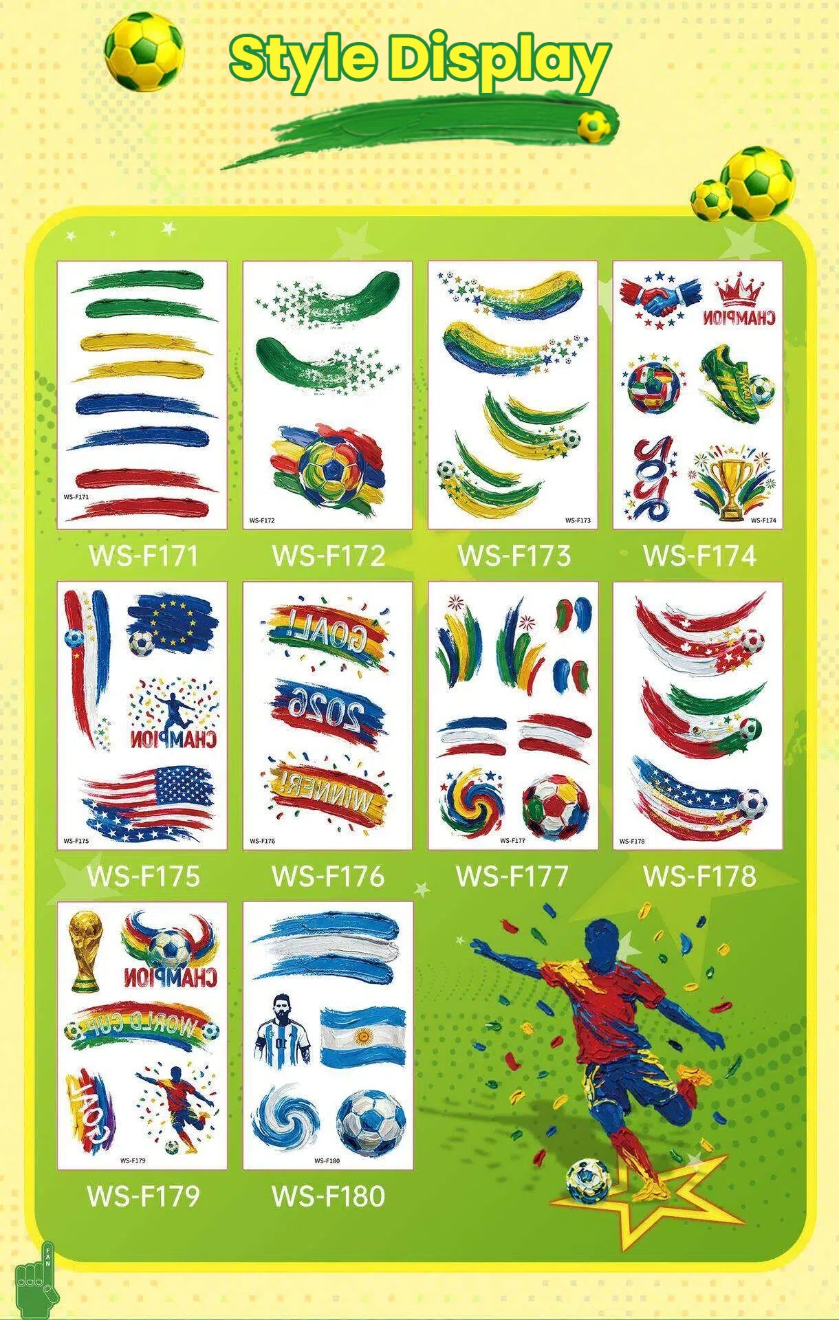 Soccer Fan Atmosphere Decor Face Sticker  Type A