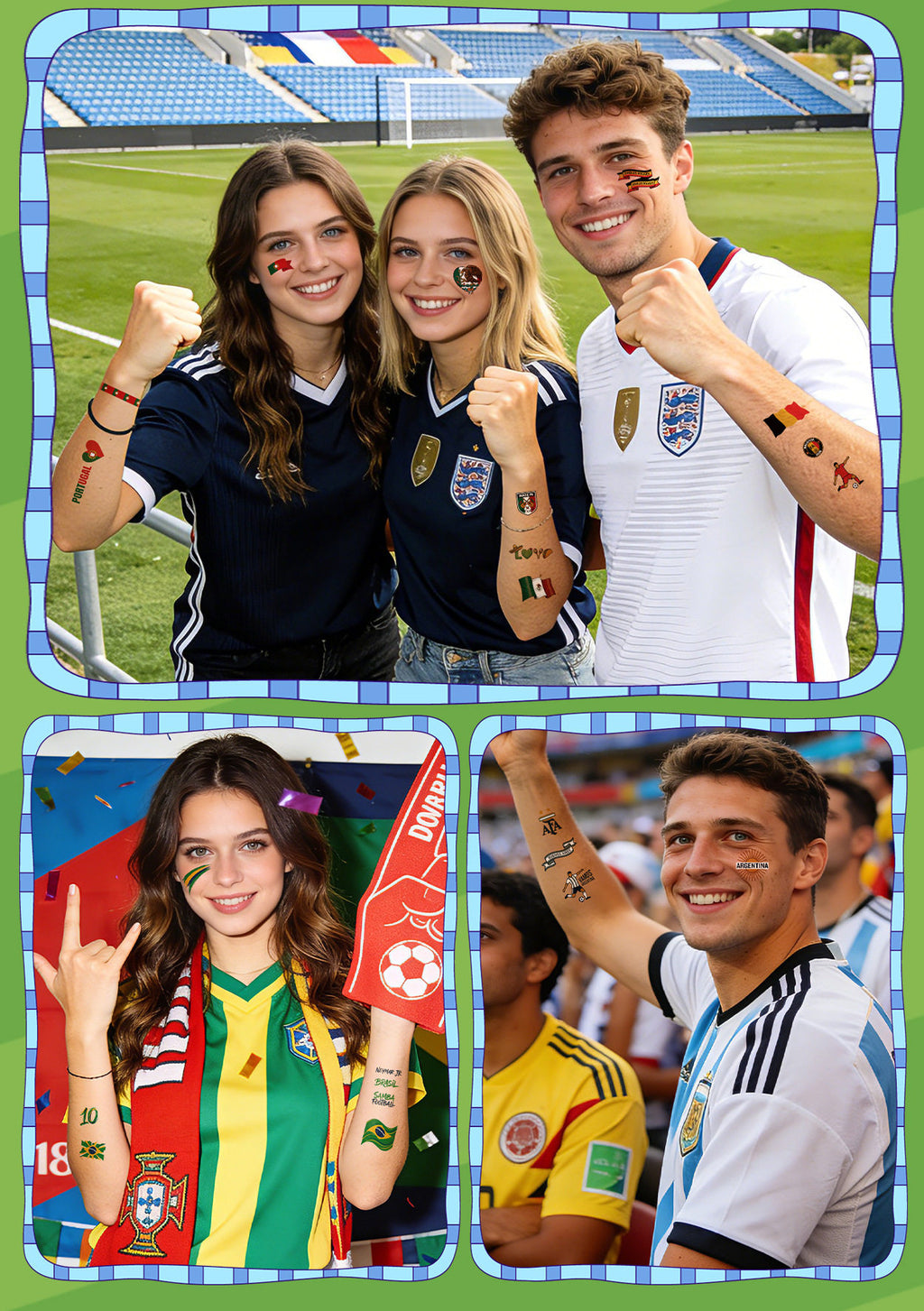 Soccer Fan Atmosphere Decor Face Sticker  Type B