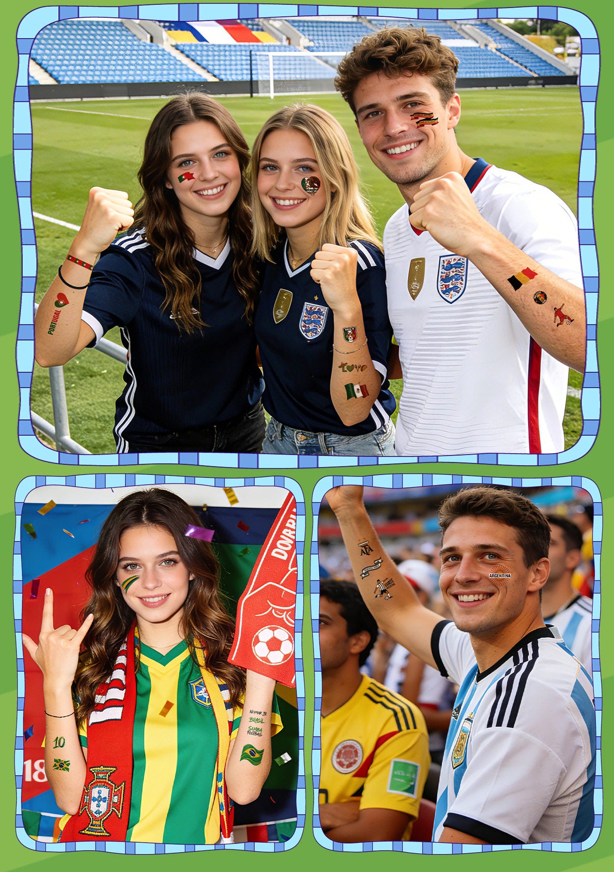 Soccer Fan Atmosphere Decor Face Sticker  Type B