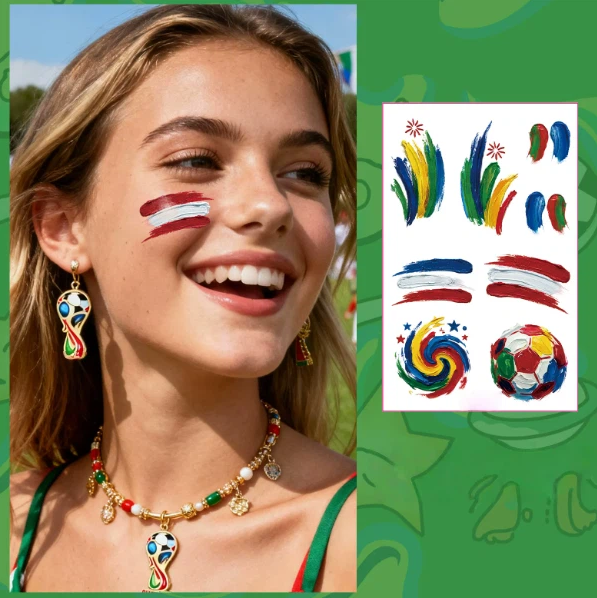 Soccer Fan Atmosphere Decor Face Sticker  Type A