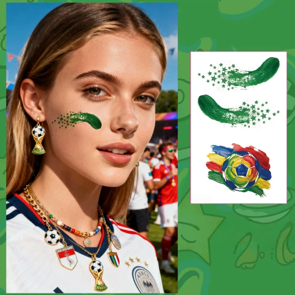 Soccer Fan Atmosphere Decor Face Sticker  Type A