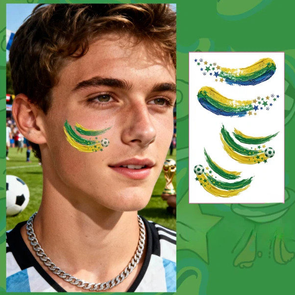 Soccer Fan Atmosphere Decor Face Sticker  Type A