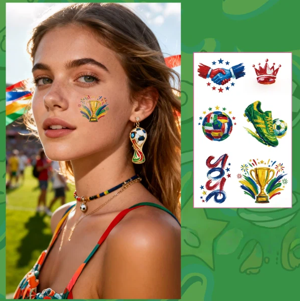 Soccer Fan Atmosphere Decor Face Sticker  Type A