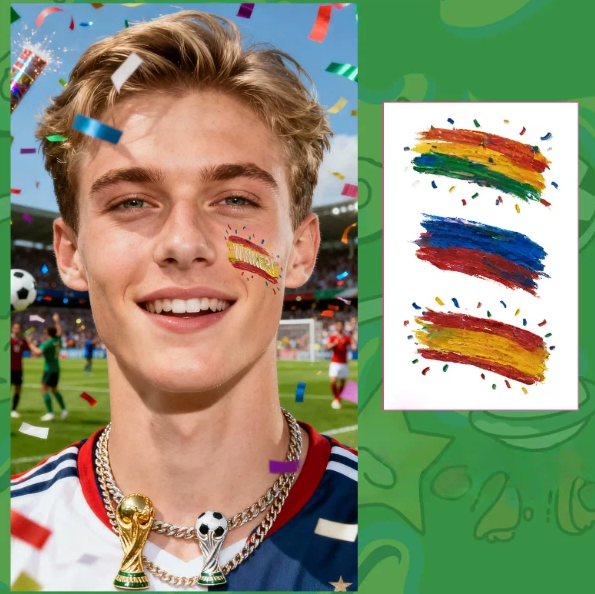 Soccer Fan Atmosphere Decor Face Sticker  Type A