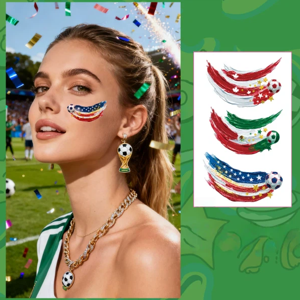 Soccer Fan Atmosphere Decor Face Sticker  Type A