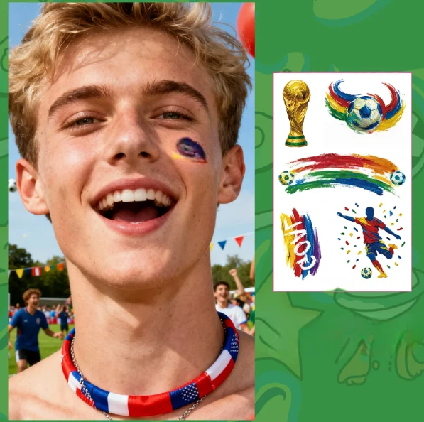 Soccer Fan Atmosphere Decor Face Sticker  Type A