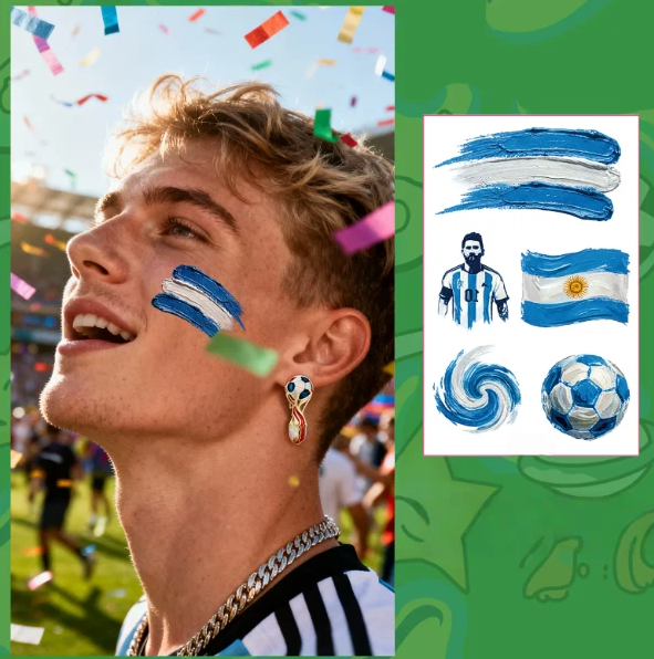 Soccer Fan Atmosphere Decor Face Sticker  Type A