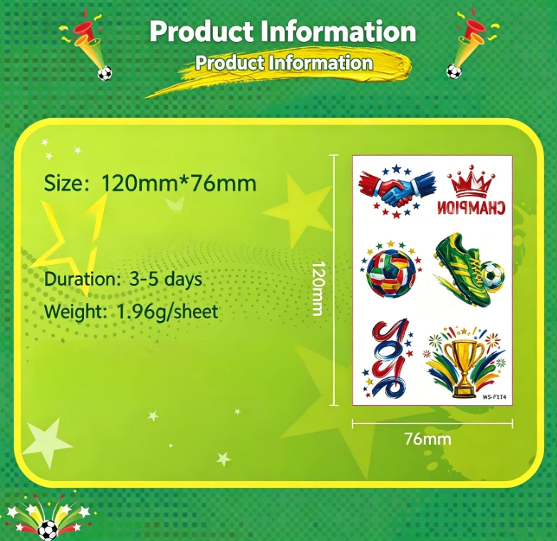 Soccer Fan Atmosphere Decor Face Sticker  Type A