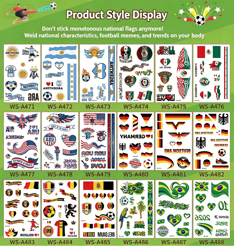 Soccer Fan Atmosphere Decor Face Sticker  Type B